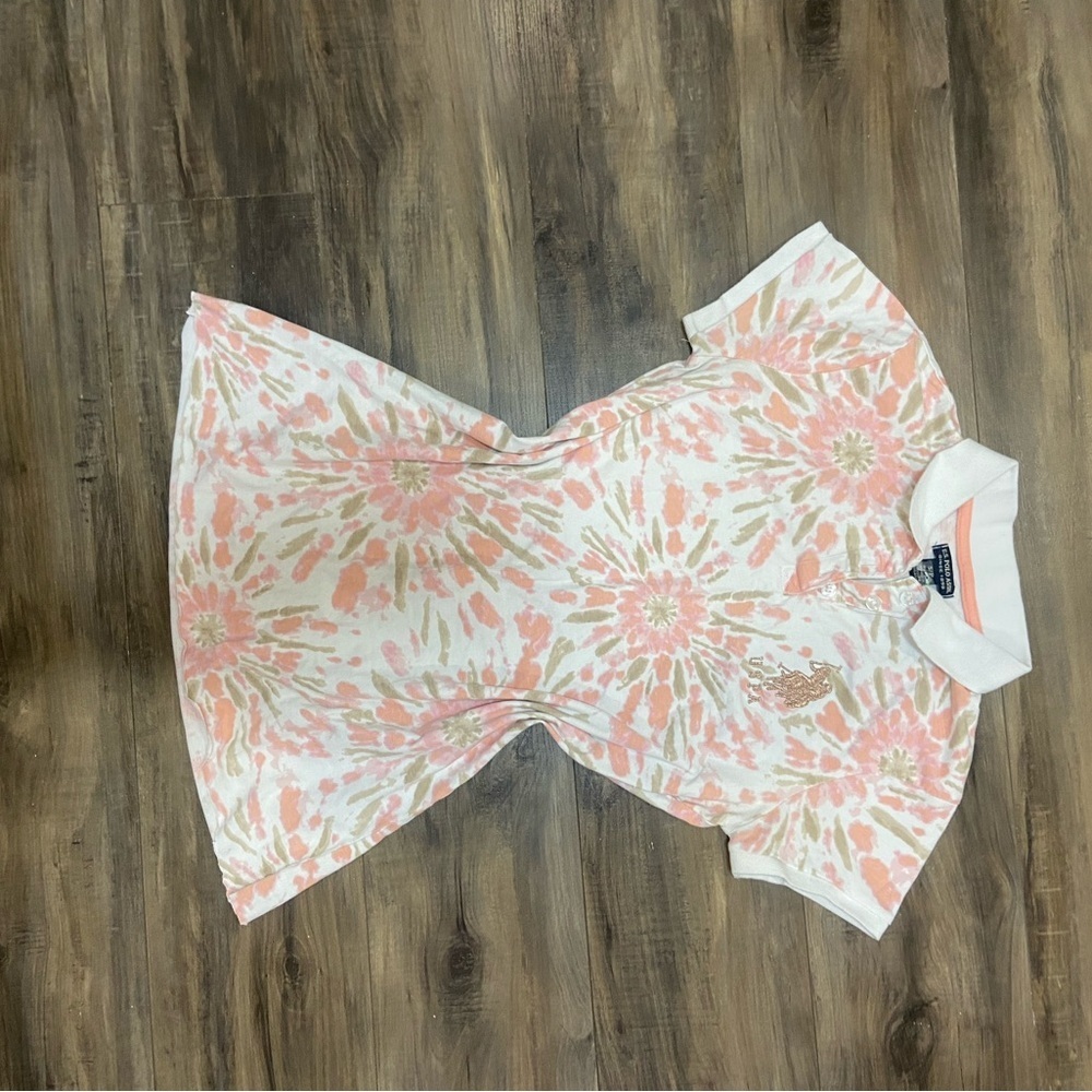 💗U.S. Polo Assn. White and Pink Polo Shirt
